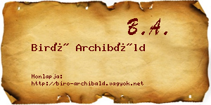 Biró Archibáld névjegykártya